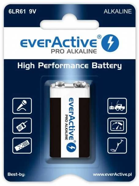 Baterija - EverActive 6LR61 Pro 9 V Šarminės 4 vnt.