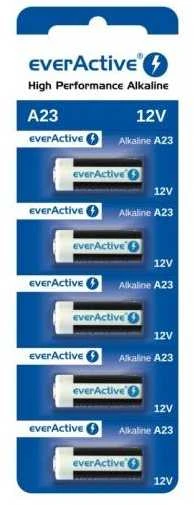 Baterija - everActive A23 12V šarminės baterijos 5 vnt.
