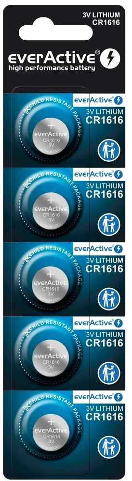 Ličio baterija mini everActive CR1616 - blisteryje 5 vnt.