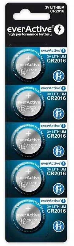 EverActive CR2016 3V ličio monetinės baterijos laikrodžiams 5 vnt.