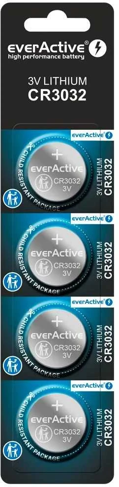 everActive CR3032 3V elementai, 4 vnt. pakuotė