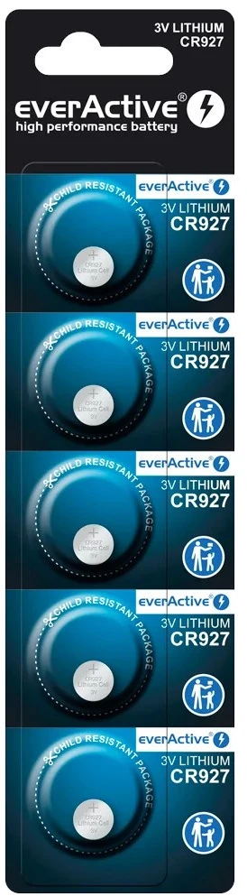 Ličio baterijos mini „everActive CR927“ - 5 vnt. lizdinėje pakuotėje.