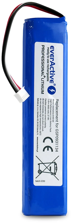 Baterija - everActive EVB100 5000mAh 7.4V Pakeitimas JBL Xtreme Juoda
