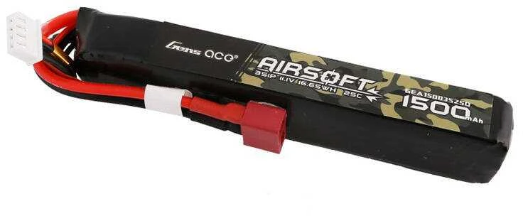 Gens ace 25C 1500mAh 3S1P 11.1V Airsoft Gun Lipo baterija su T kištuku
