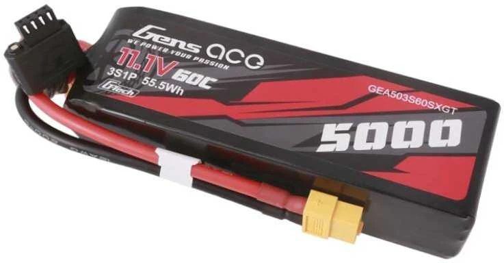 Gens ace G-Tech 5000 mAh 11.1V 60C 3S1P Lipo su XT60 kištuku