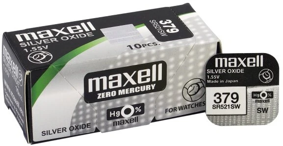 Baterija - Maxell 379 SR521SW Sidabro Oksido Laikrodžio Baterija, 1 Vnt.