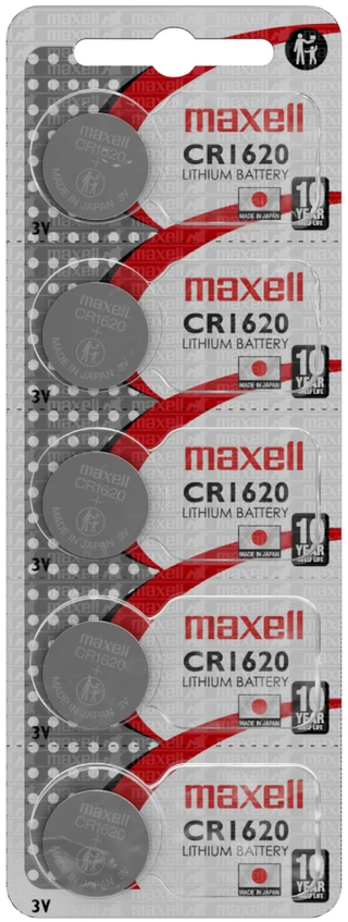 Maxell CR1620 ličio baterijos laikrodžiams ir raktams, 5 vnt.