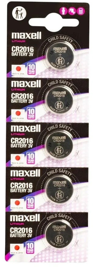 Baterijos - Maxell CR2016 5 Vnt. Ličio Tabletės 3,0 V 90 mAh 20 mm x 1,6 mm