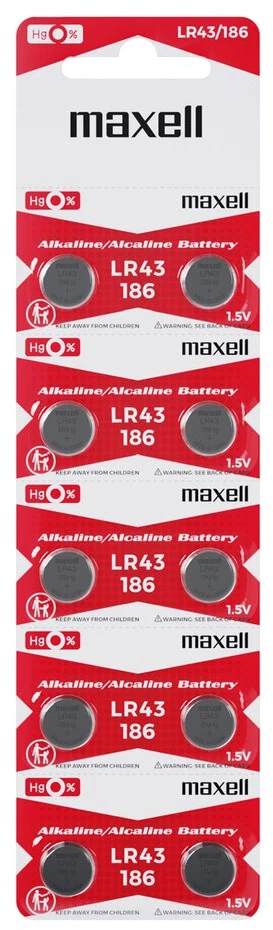 Baterija - Maxell G12 LR43 1.5V Alkalinė 10Vnt