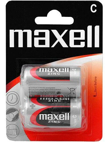Baterija - Maxell R14 2BL 1.5V Cinko-Anglies Baterijos