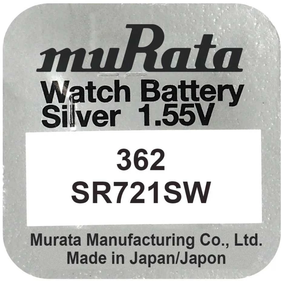 Baterija - Murata 362 (SR721SW) 1.55V Sidabro Oksidas 10 Vnt.