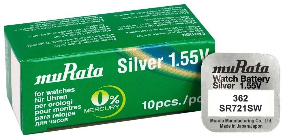 Baterija - Murata 362 (SR721SW) 1.55V Sidabro Oksidas 10 Vnt.