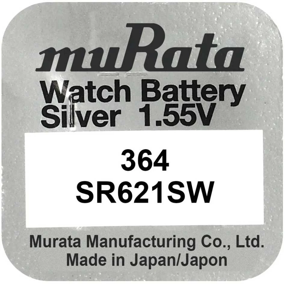 Baterija - Murata 364 (SR621SW) Sidabro Oksidas 1.55V 10 Vnt.