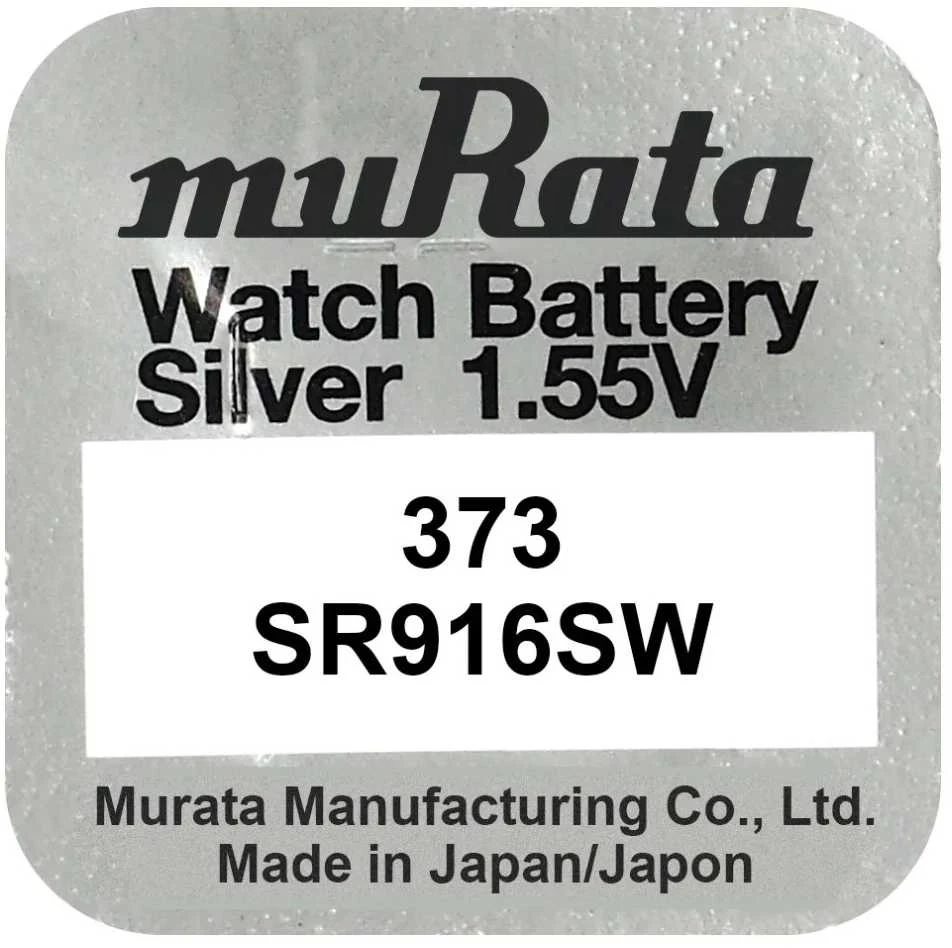 Murata 373 SR916SW baterijos pakuotės ženklinimas