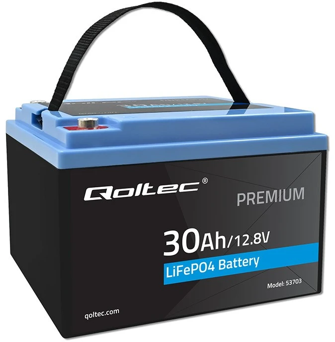 QOLTEC 53703 LiFePO4 ličio geležies fosfato baterija / 12.8V / 30Ah / 384Wh / BMS