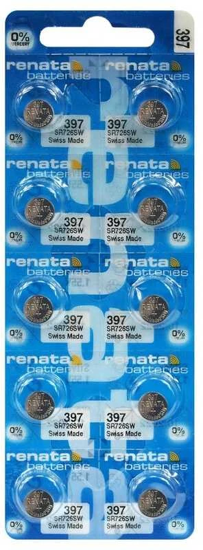 Renata 397 SR726SW baterijos, pakuotė 10 vienetų