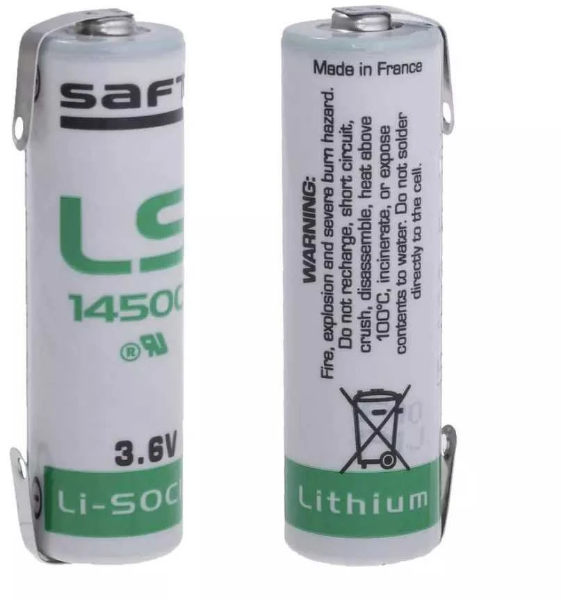 Saft LS14500 3.6V baterijų pora su litavimo gnybtais