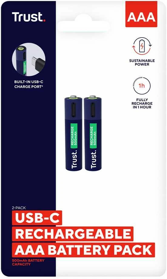 Trust AAA įkraunamos baterijos su USB-C jungtimi