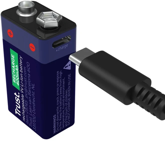 Baterija - Trust USB-C Įkraunama 9 V 400 mAh Ličio Jonų Baterija