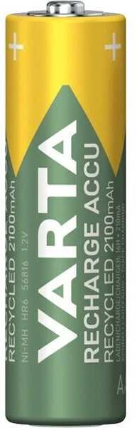 Varta Recharge Accu Recycled AA 2100 mAh elementas iš arti