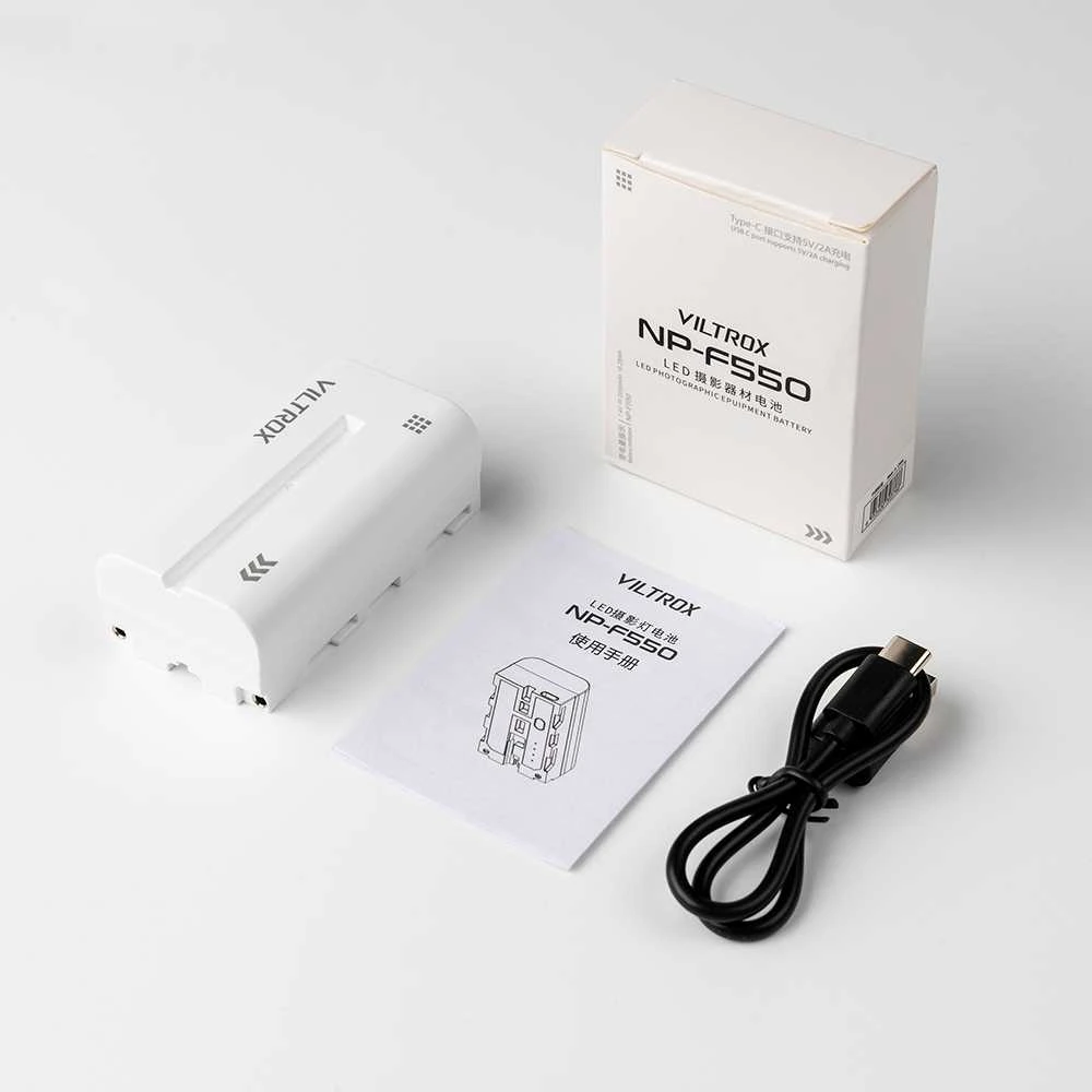 Baterija - Viltrox NP F550 2200mAh USB C Įkrovimas