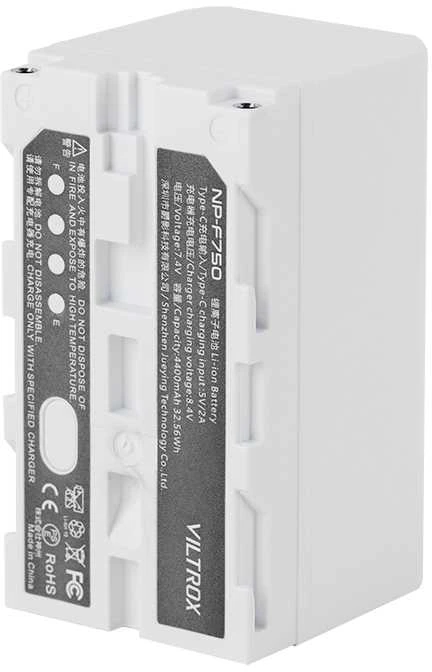 Baterija - Viltrox NP F750 4400mAh USB C įkroviklis su LED indikatoriumi