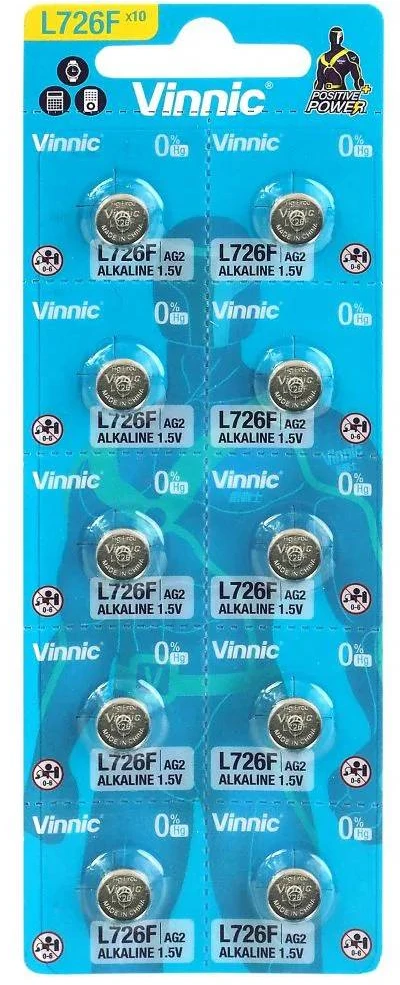 Baterija - Vinnic G2 LR726 1.5V Alkalinė 7.9mm x 2.6mm 10 vnt.