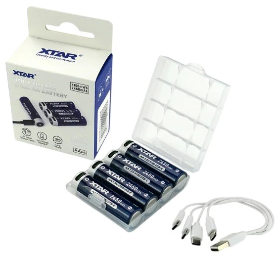 4x XTAR R6/AA 1.5V Li-ion 2450mAh USB-CBOX