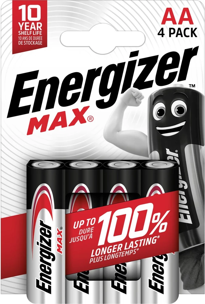 Baterija - Energizer Alkaline Max AA 4 Vnt., Juoda, Sidabrinė