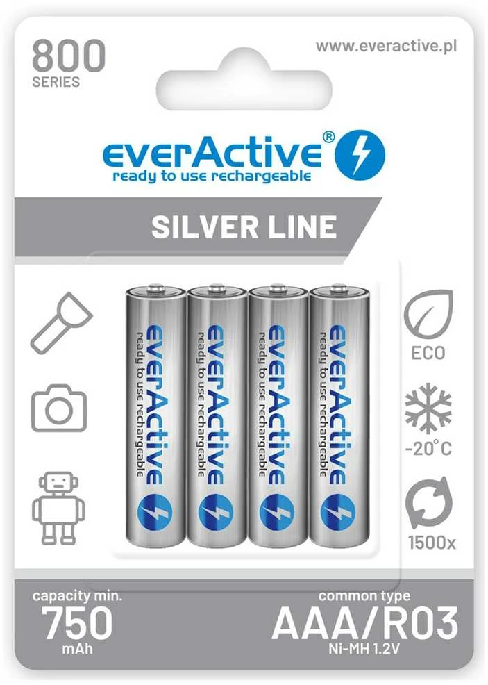 Baterija - EverActive AAA 800 Serija 1.2V Įkraunamos 4 vnt.