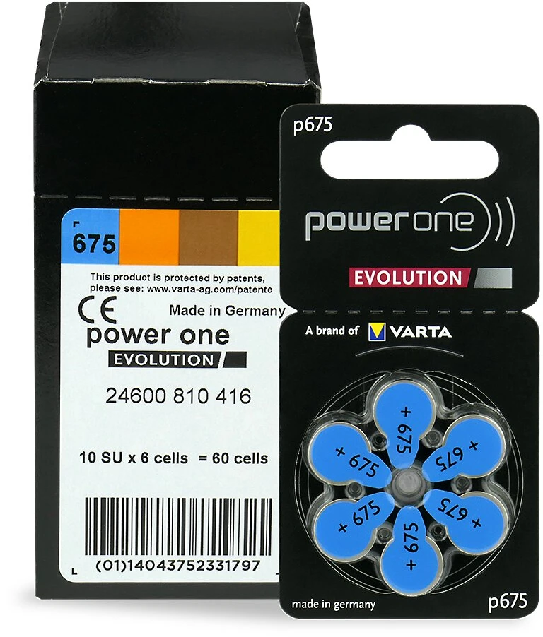 Baterijos – Varta 675 Power One Evolution, 1,45 V, Klausos Aparatams, 6 vnt.
