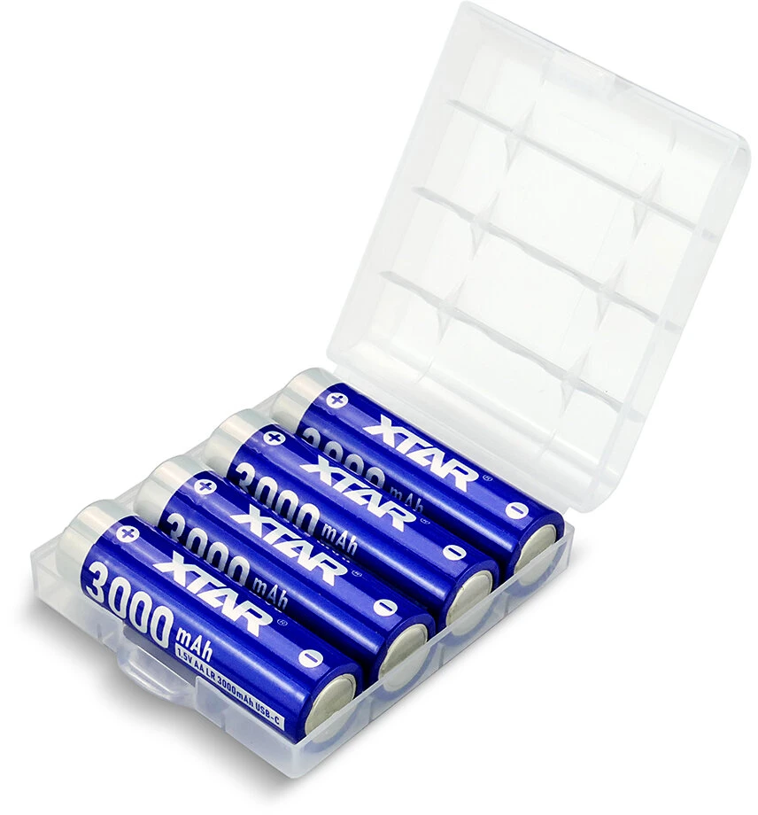 Baterijos – XTAR R6/AA 1,5 V ličio jonų 3 000 mAh × 4 vnt., USB-C dėžutė