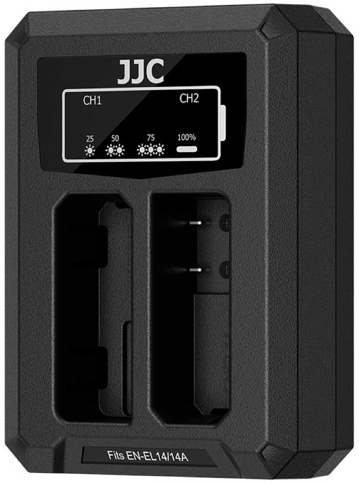 Baterijų Įkroviklis - JJC DCH ENEL14A USB Dual Baterija Charger For Nikon EN EL14/EN EL14A Juodas