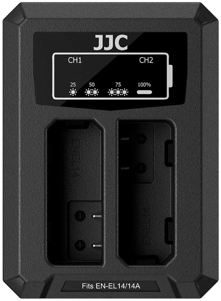 Baterijų Įkroviklis - JJC DCH ENEL14A USB Dual Baterija Charger For Nikon EN EL14/EN EL14A Juodas