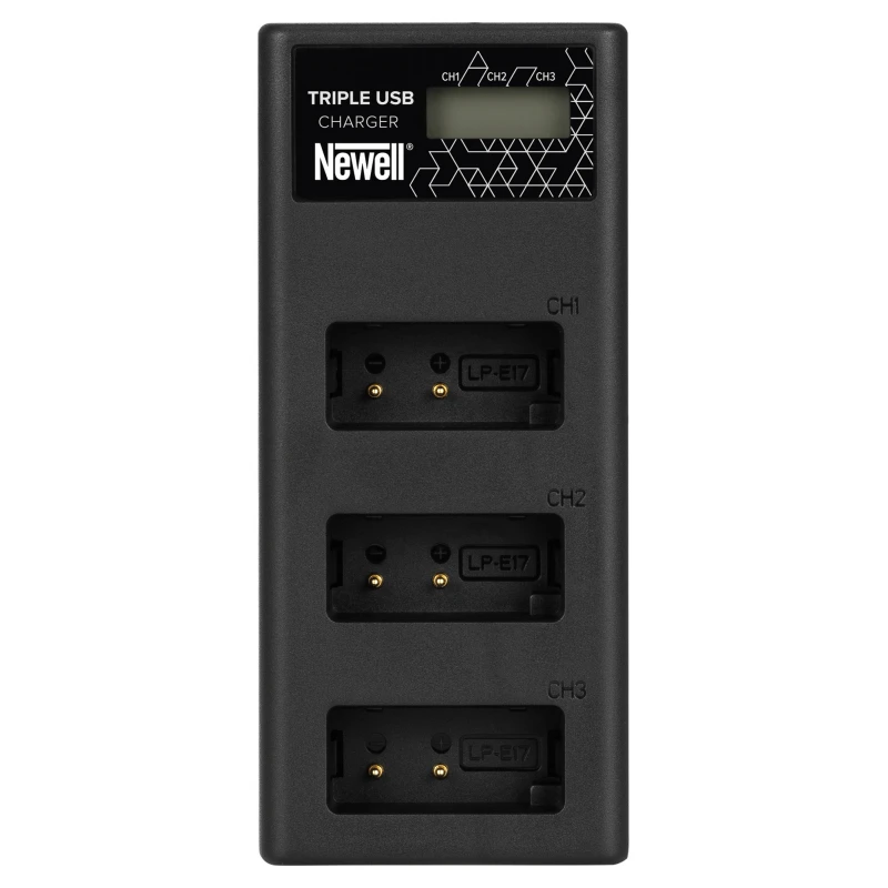 Baterijų Įkroviklis - Newell CD-USB-C Trijų Kanalų Įkroviklis Canon LP-E17 Baterijoms, USB-C, Micro USB, Juodas
