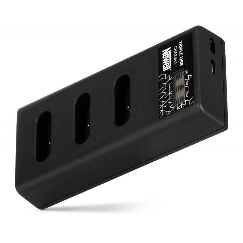 Baterijų Įkroviklis - Newell CD-USB-C Trijų Kanalų Įkroviklis Sony NP-BX1 Baterijoms USB-C/Micro USB Juodas