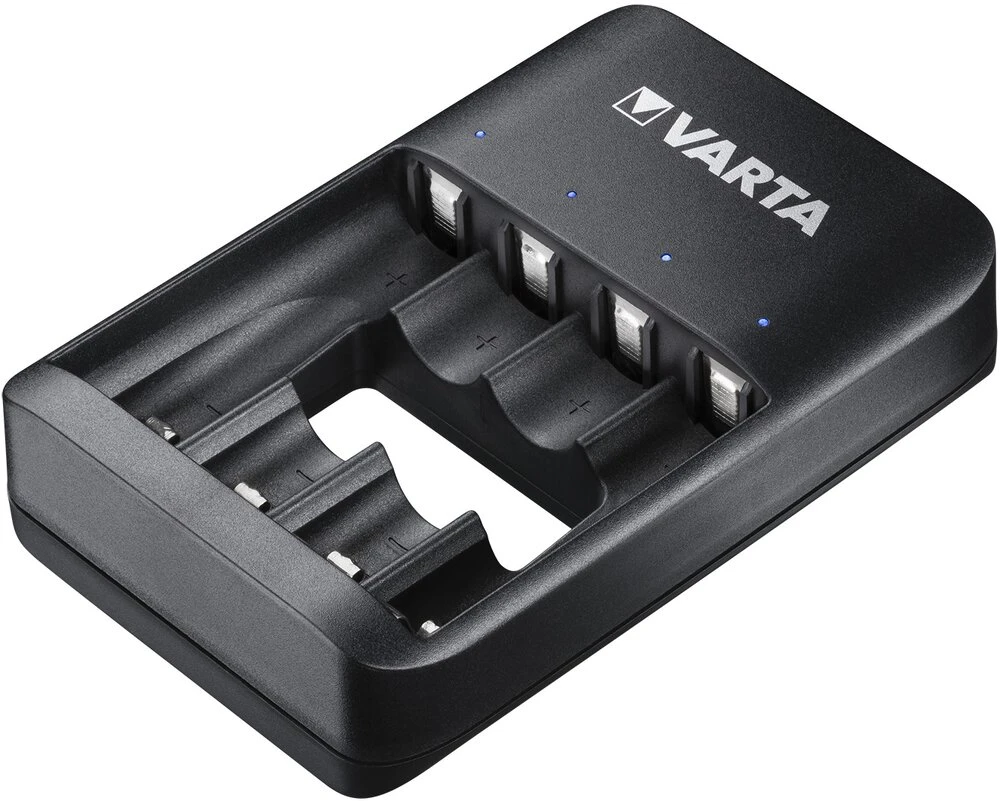 Baterijų Įkroviklis - Varta USB Quattro 57652, Įkrauna 4 Ni-MH AA/AAA Baterijas, Micro USB, Juoda