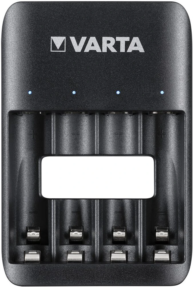 Baterijų Įkroviklis - Varta USB Quattro 57652, Įkrauna 4 Ni-MH AA/AAA Baterijas, Micro USB, Juoda