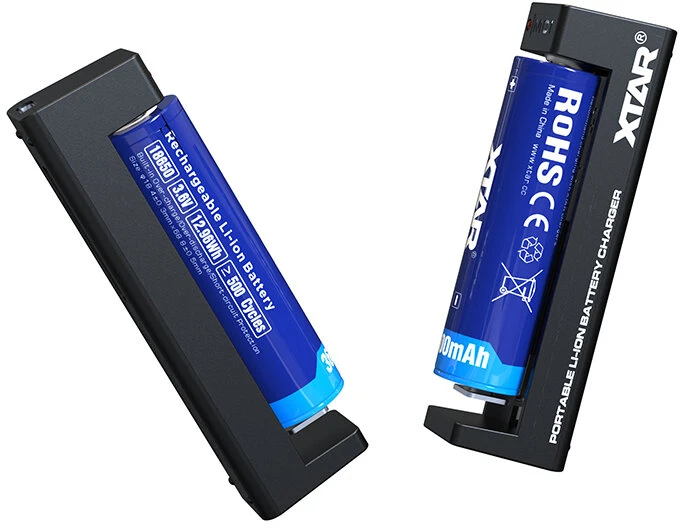 Baterijų Įkroviklis - Xtar MC1 USB-C Ličio Jonų Įkroviklis 18650/21700 Baterijoms, Juoda