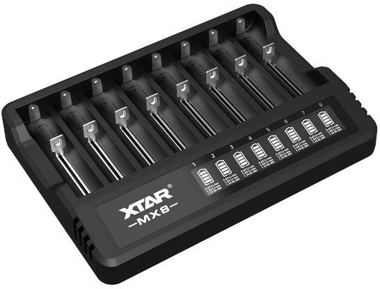Baterijų Įkroviklis - XTAR MX8 USB-C, Juoda