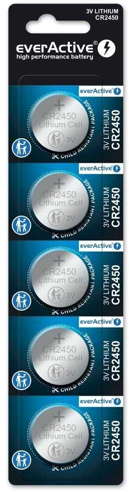 everActive CR2450 3V baterijų pakuotė 5 vnt.