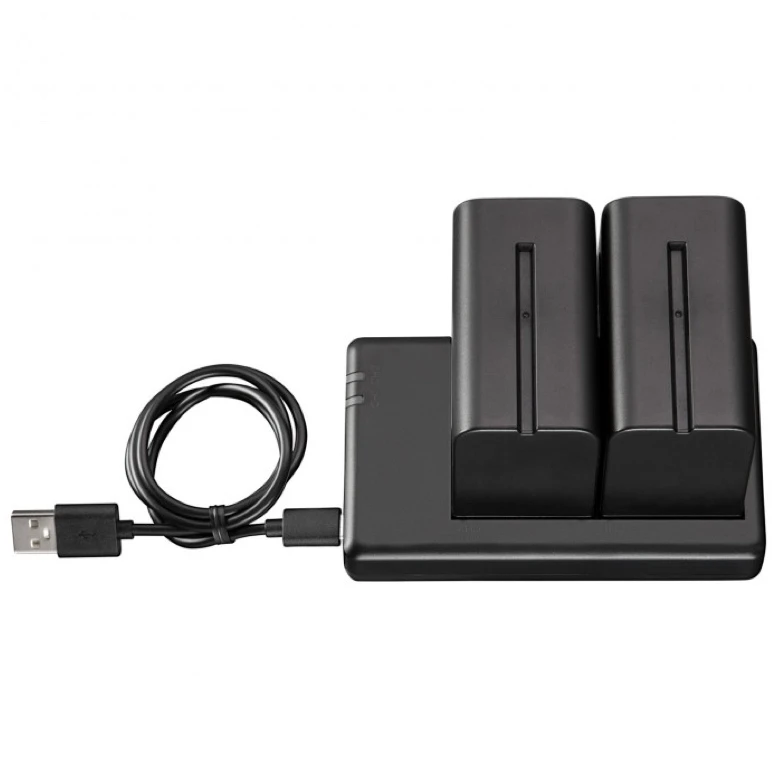 Baterijų Rinkinys - Westcott NP F970 Dviejų Baterijų Rinkinys su Dviejų USB Įkrovikliu 6600mAh Juodas