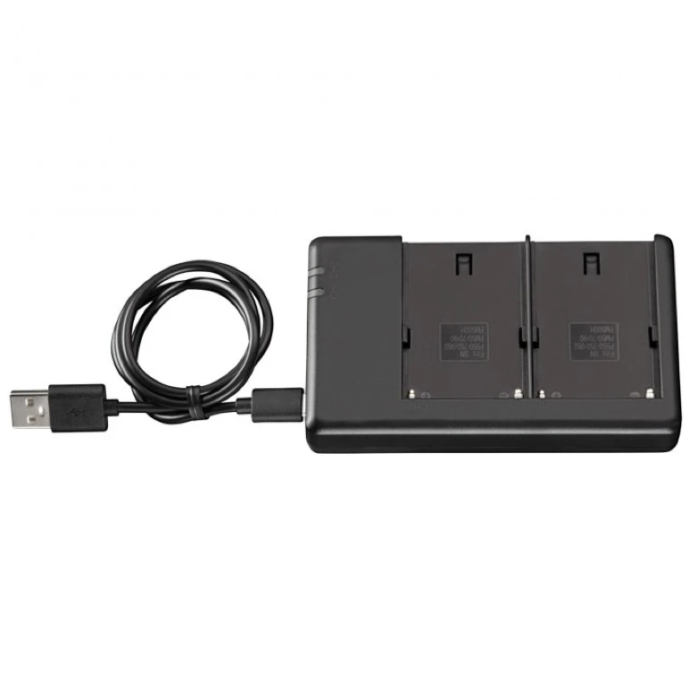 Baterijų Rinkinys - Westcott NP F970 Dviejų Baterijų Rinkinys su Dviejų USB Įkrovikliu 6600mAh Juodas