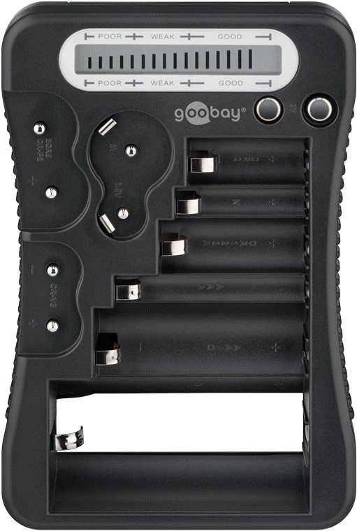 Baterijų Testeriai - Goobay LCD Baterijų Tikrintuvas 9 V AAA AA D N CR2 CR123A 2CR5 CR-V3 CR2016 CR2025 CR2032 LR44 CR-P2