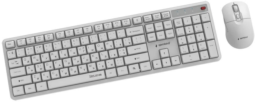 Klaviatūra Gembird KBS-WMS-01-W-CYRL Silent key Pro Business wireless desktop set, baltas, RU išdėstymas