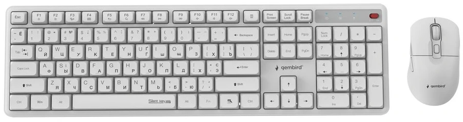 Klaviatūra Gembird KBS-WMS-01-W-CYRL Silent key Pro Business wireless desktop set, baltas, RU išdėstymas