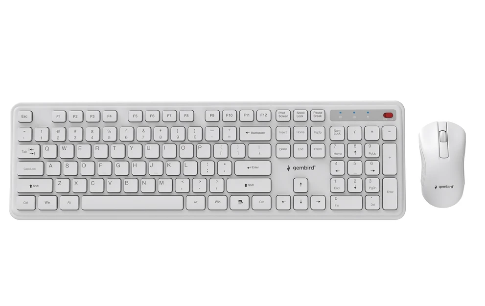 Klaviatūra Gembird KBS-WPS-01 Slim Pro Business wireless desktop set, baltas, US išdėstymas