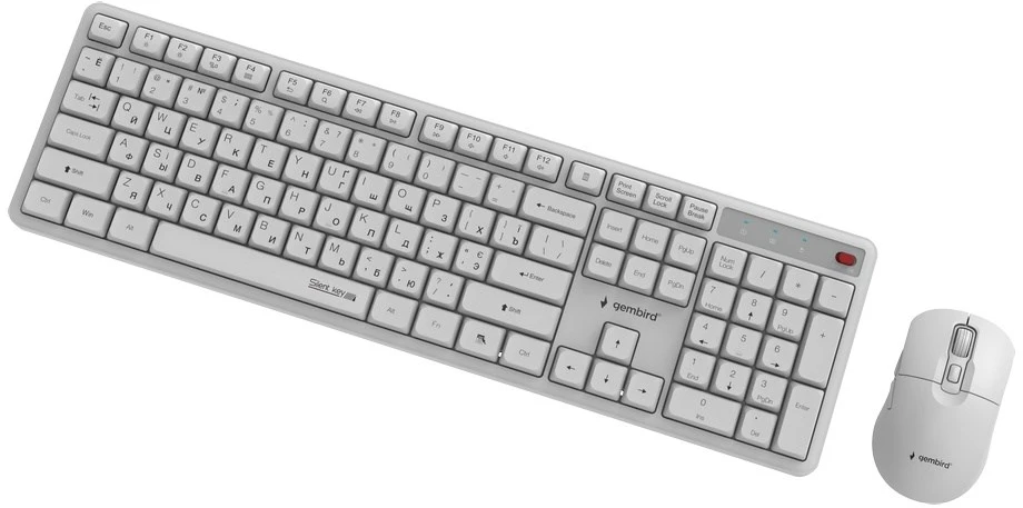 Klaviatūra Gembird KBS-WMS-01-W-CYRL Silent key Pro Business wireless desktop set, baltas, RU išdėstymas
