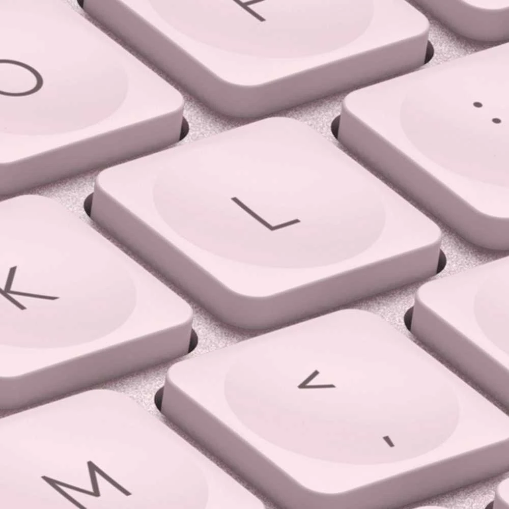 Minimalistinė Belaidė Klaviatūra su apašvietimu Logitech MX Keys Mini, Rožinės spalvos, US tarptautinis (Qwerty) išdėstymas