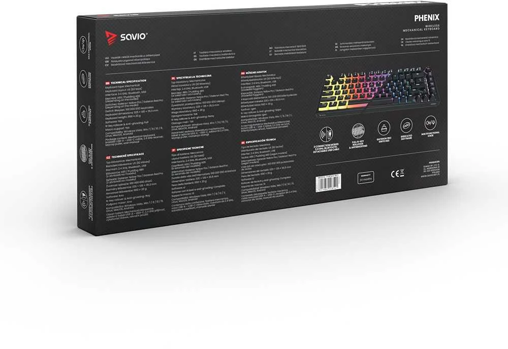 Belaidė Klaviatūra - SAVIO PHENIX Gateron Geltona Pro ABS